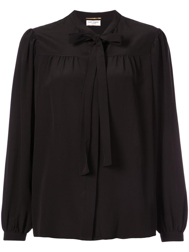 Saint Laurent Pussy Bow Blouse - Black