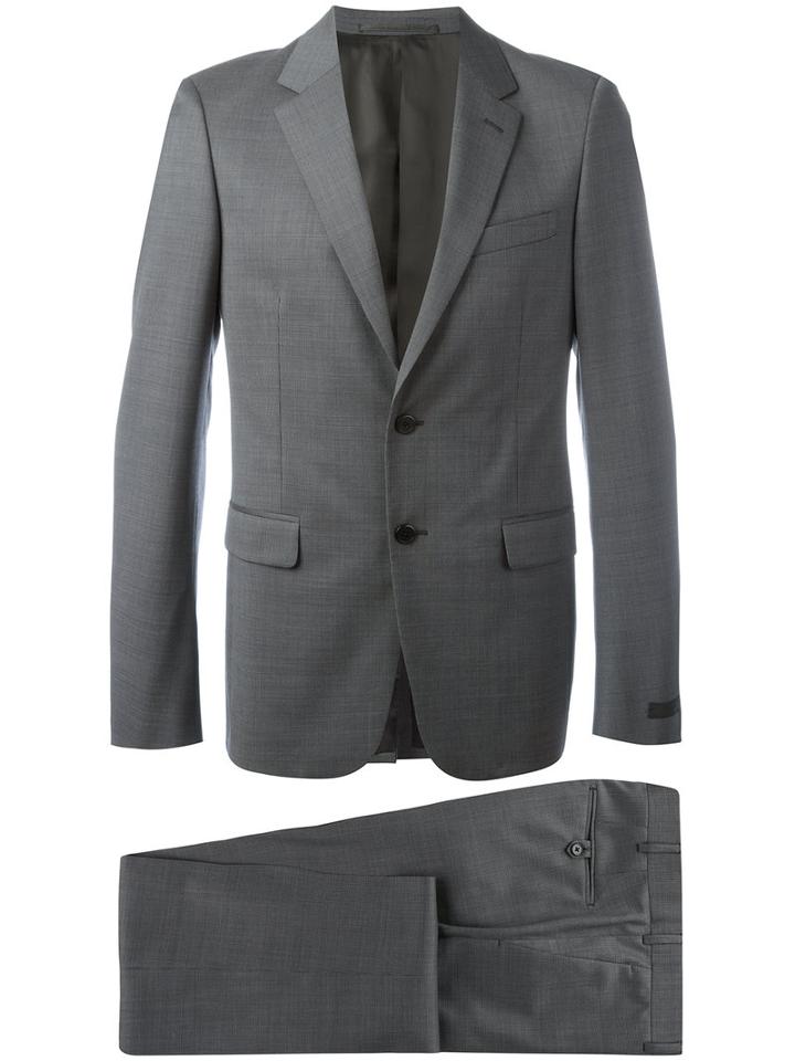 Prada Notched Lapel Two-piece Suit, Men's, Size: 52, Grey, Cupro/virgin Wool