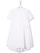 Baby Dior Asymmetric Hemline Embroidered Patch Dress - White