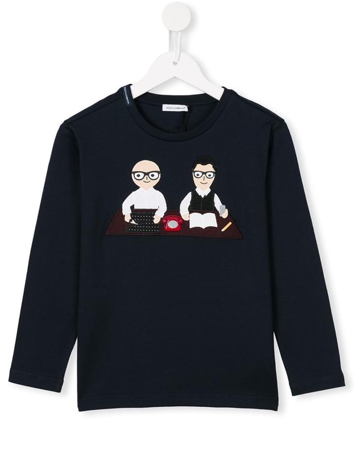 Dolce & Gabbana Kids Designer's Patch Top, Boy's, Size: 6 Yrs, Blue