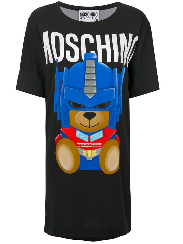 Moschino Transformer Bear Printed T-shirt Dress - Black