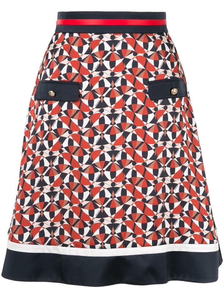 Loveless Geometric Print Skirt - Brown