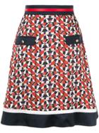 Loveless Geometric Print Skirt - Brown