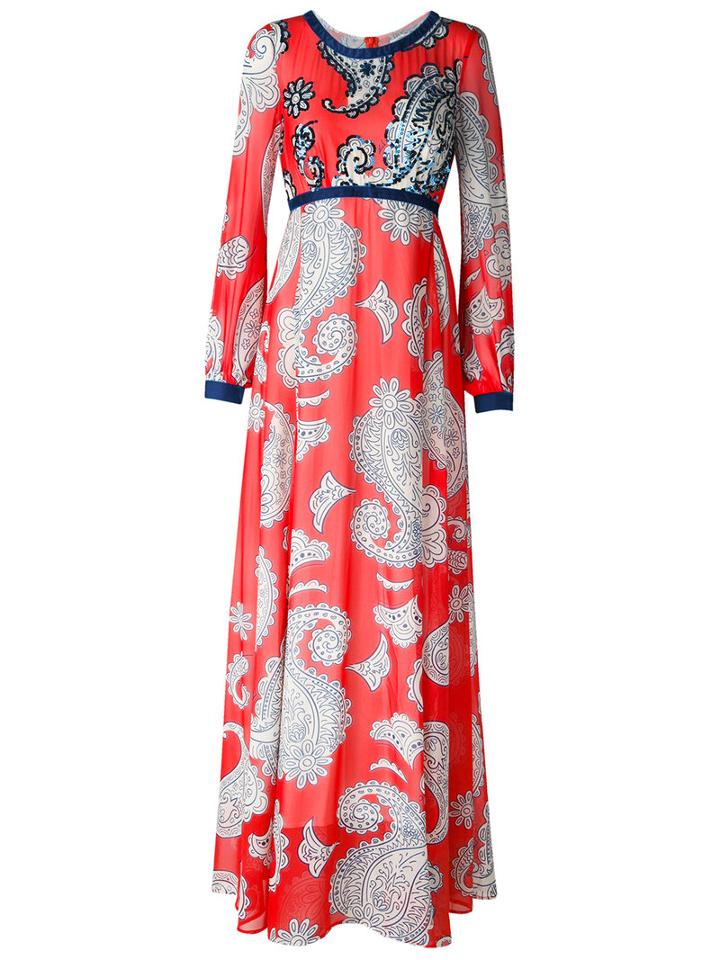 Manoush - Paisley Print Maxi Dress - Women - Cotton/nylon/polyester - 36, Red, Cotton/nylon/polyester