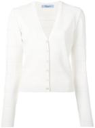 Blumarine V-neck Cardigan, Women's, Size: 44, White, Viscose/polyamide