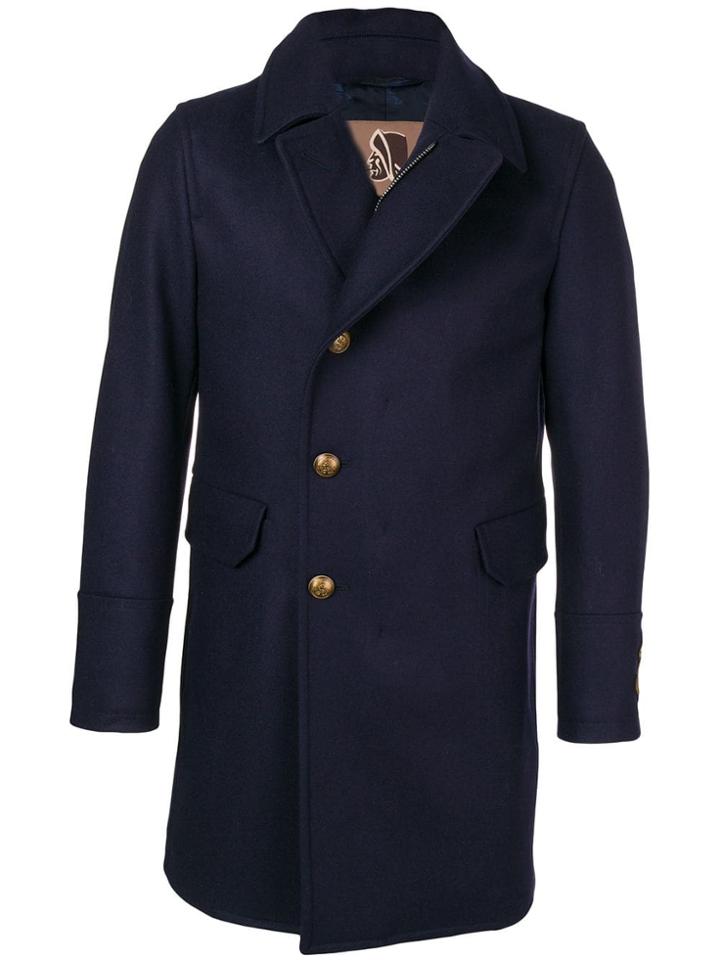 Sealup Single-breasted Coat - Blue