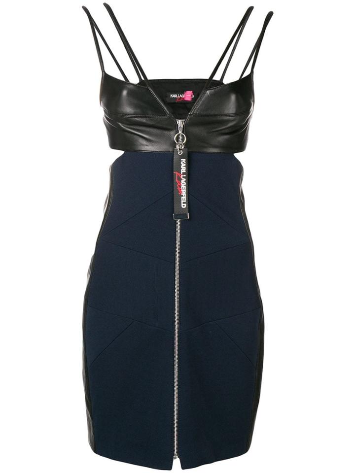 Karl Lagerfeld Karl X Kaia Leather Mix Dress - Blue