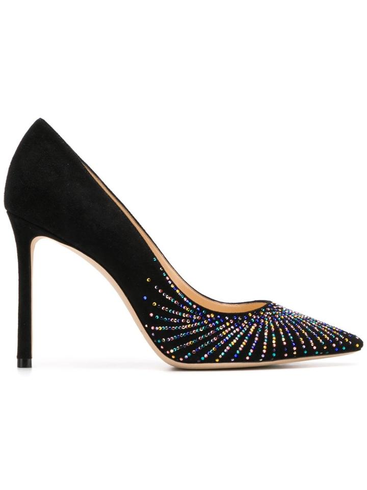 Jimmy Choo Rhinestone Embellished Romy Pumps - Black