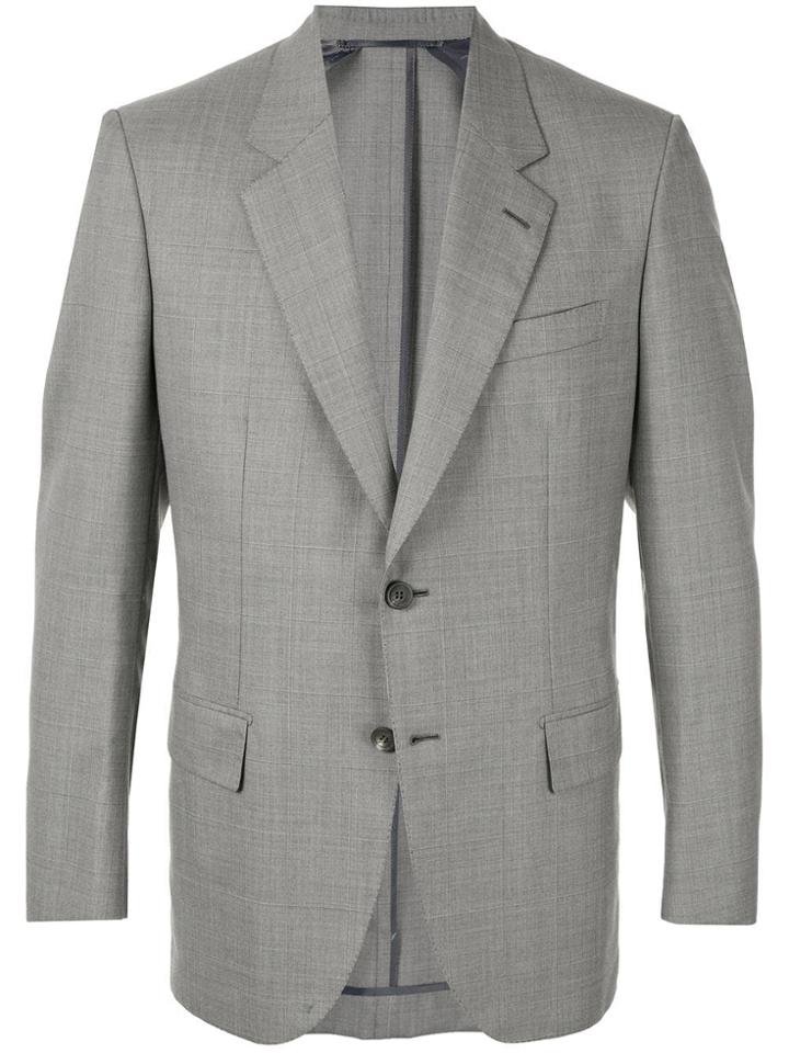 Brioni Grid Pattern Blazer - Grey