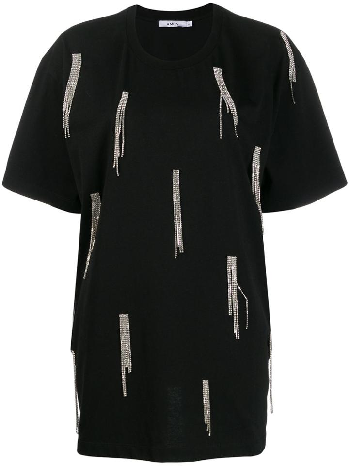 Amen Strass Fringe T-shirt - Black