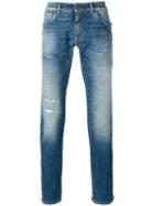 Dolce & Gabbana Distressed Front Jeans, Men's, Size: 48, Blue, Cotton/spandex/elastane