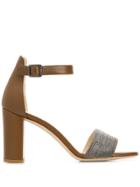 Fabiana Filippi Metallic Strip Block Heel Sandals - Brown