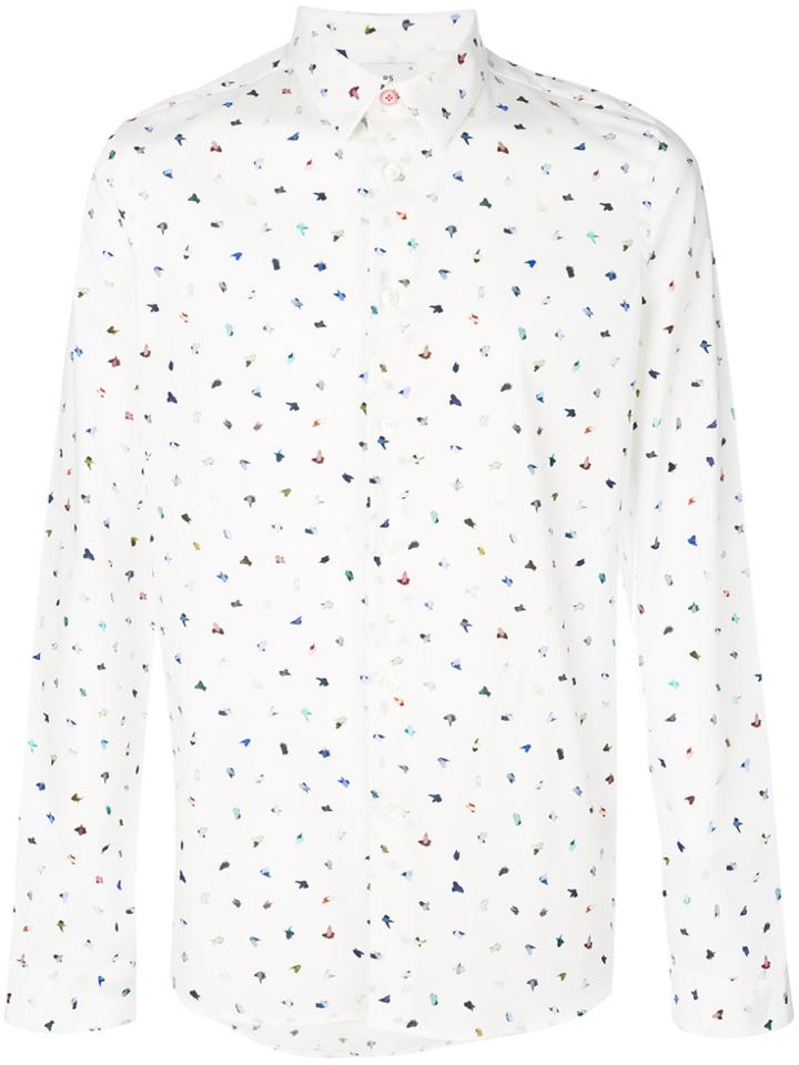 Ps By Paul Smith Birds Print Slim Shirt - White