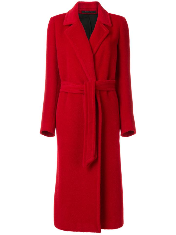 Tagliatore Belted Long Coat - Red