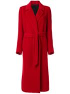 Tagliatore Belted Long Coat - Red