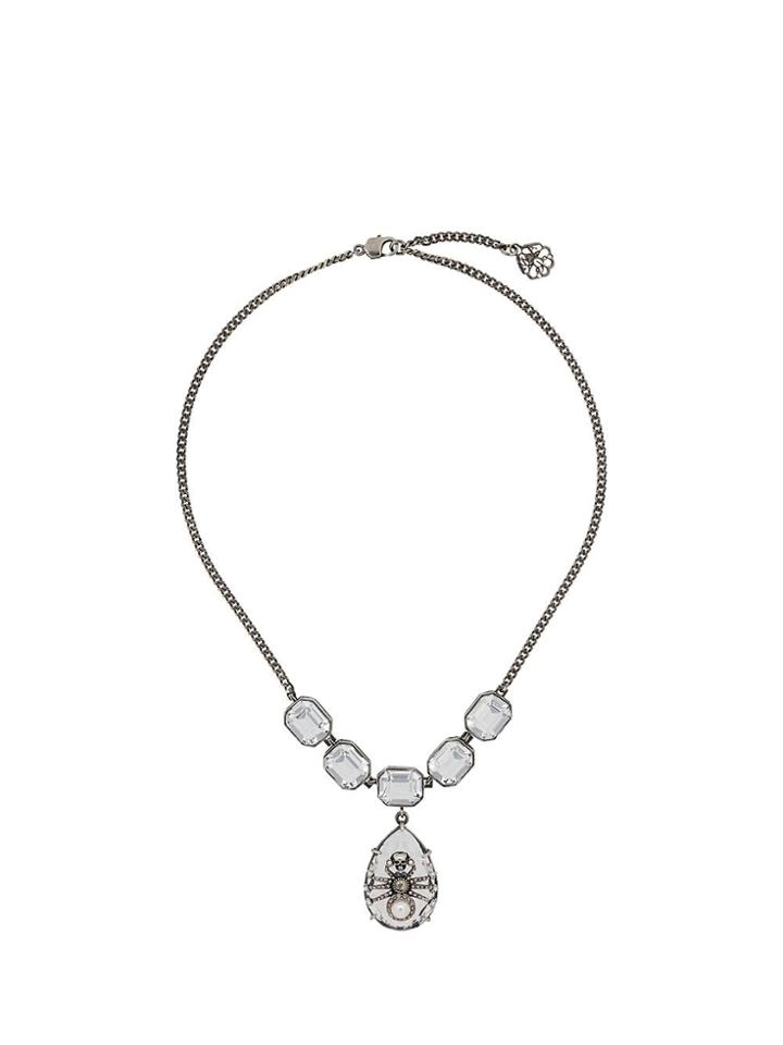 Alexander Mcqueen Spider Emblem Necklace - Silver