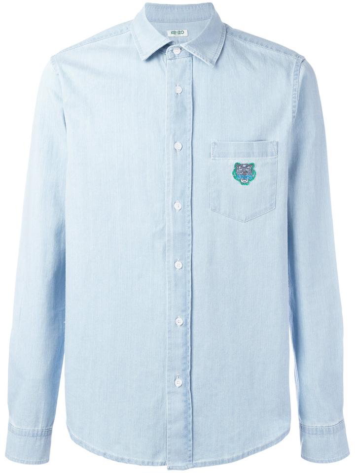 Kenzo Mini Tiger Denim Shirt, Men's, Size: Medium, Blue, Cotton