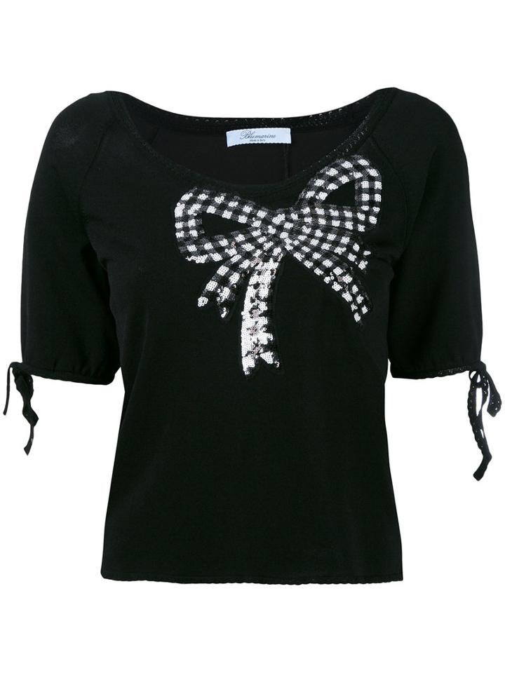 Blumarine - Sequin Embellished Shortsleeved Sweater - Women - Polyamide/viscose - 44, Black, Polyamide/viscose