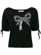 Blumarine - Sequin Embellished Shortsleeved Sweater - Women - Polyamide/viscose - 44, Black, Polyamide/viscose