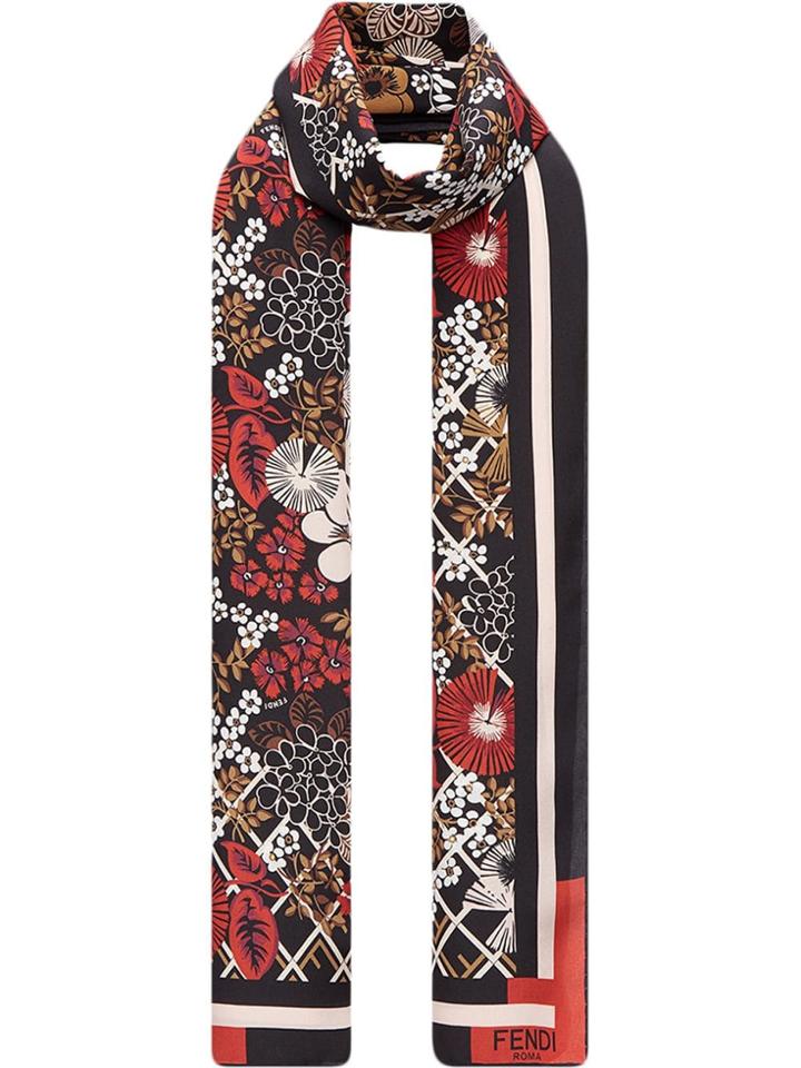 Fendi Floral Print Scarf - Black