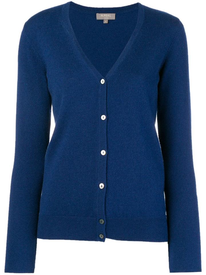 N.peal V Neck Knitted Cardigan - Blue