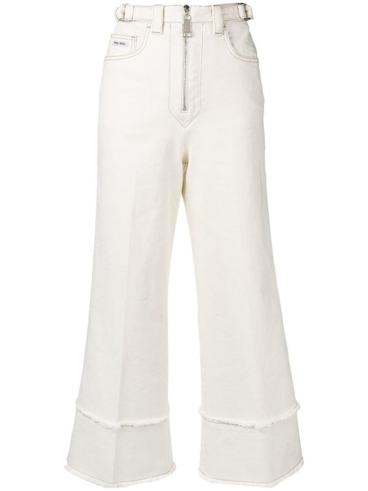 Miu Miu Denim Cropped Jeans - Neutrals