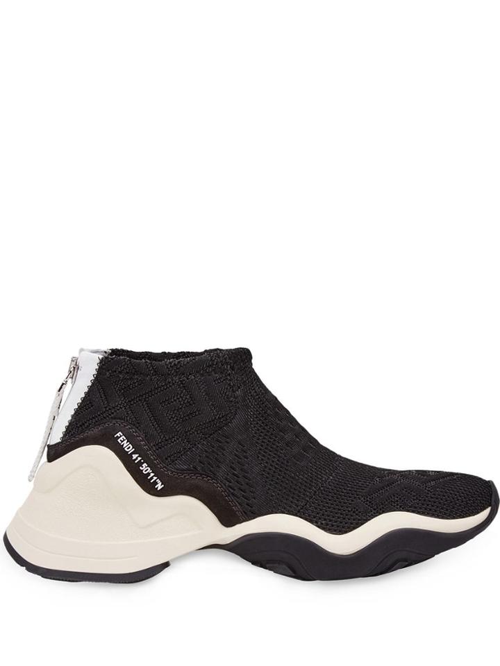 Fendi Mesh Ff Logo Sneakers - Black