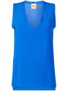 Nude V-neck Top - Blue