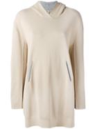 Boboutic - Elongated Front Pockets Hoodie - Women - Cotton/polyamide - Xs, Nude/neutrals, Cotton/polyamide
