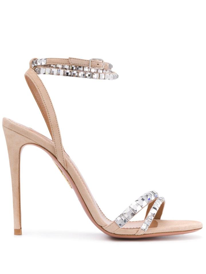 Aquazzura Embellished Stiletto Sandals - Neutrals