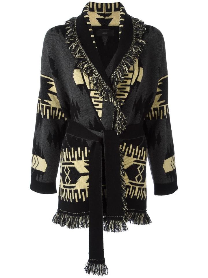 Alanui Aztec Pattern Cardigan, Women's, Size: Medium, Black, Cashmere