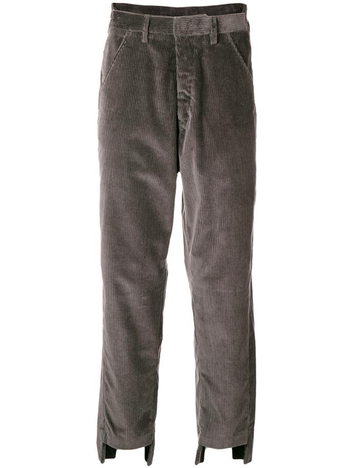 Maison Flaneur Dropped Hem Corduroy Trousers - Grey