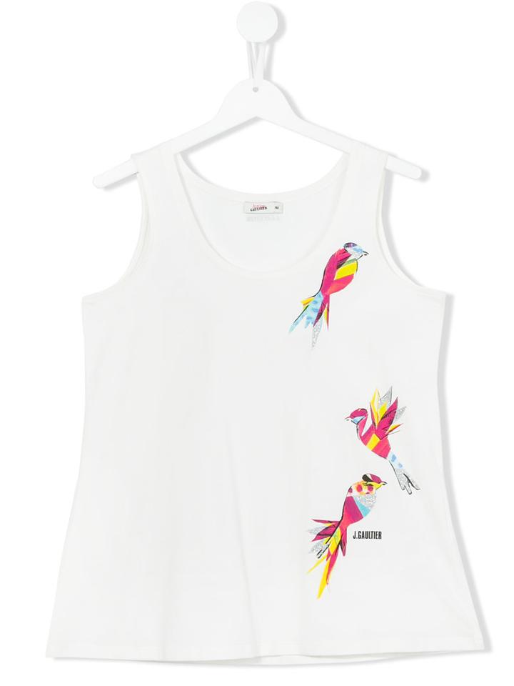 Junior Gaultier - Parrot Print Tank Top - Kids - Cotton/elastodiene - 16 Yrs, White