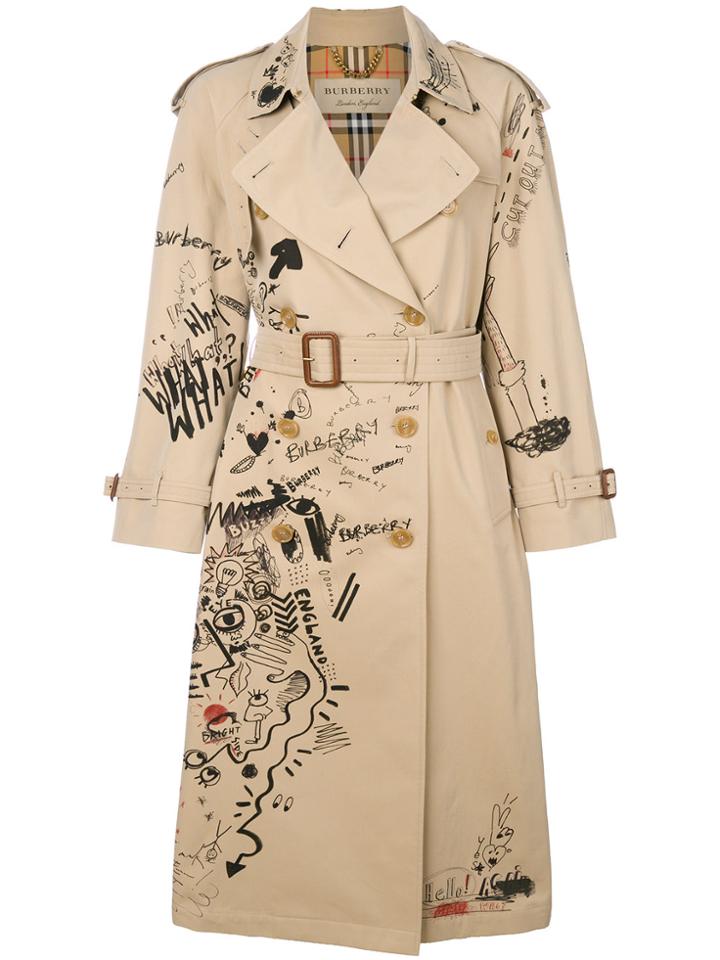Burberry Illustrated Print Trench Coat - Nude & Neutrals