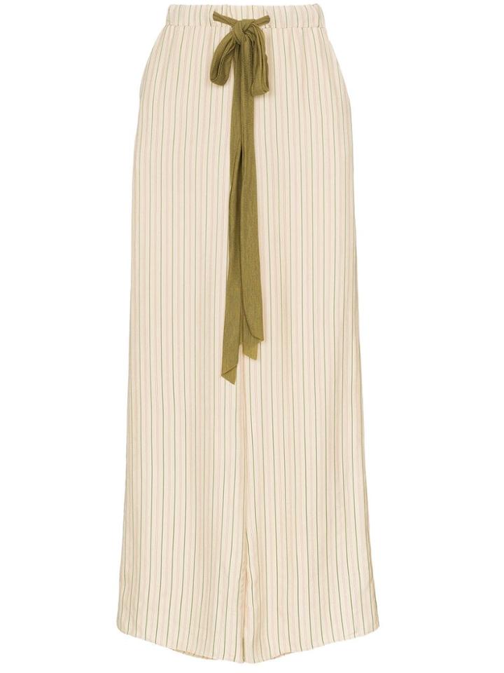 Esteban Cortazar Striped Wool-blend Drawstring Trousers - Neutrals