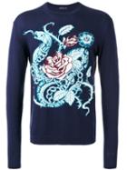 Etro - Intarsia Floral Jumper - Men - Cotton/cashmere - M, Blue, Cotton/cashmere