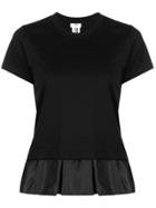Comme Des Garçons Noir Kei Ninomiya Satin Peplum Hem T-shirt - Black