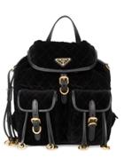 Prada Embellished Quilted Backpack - Black