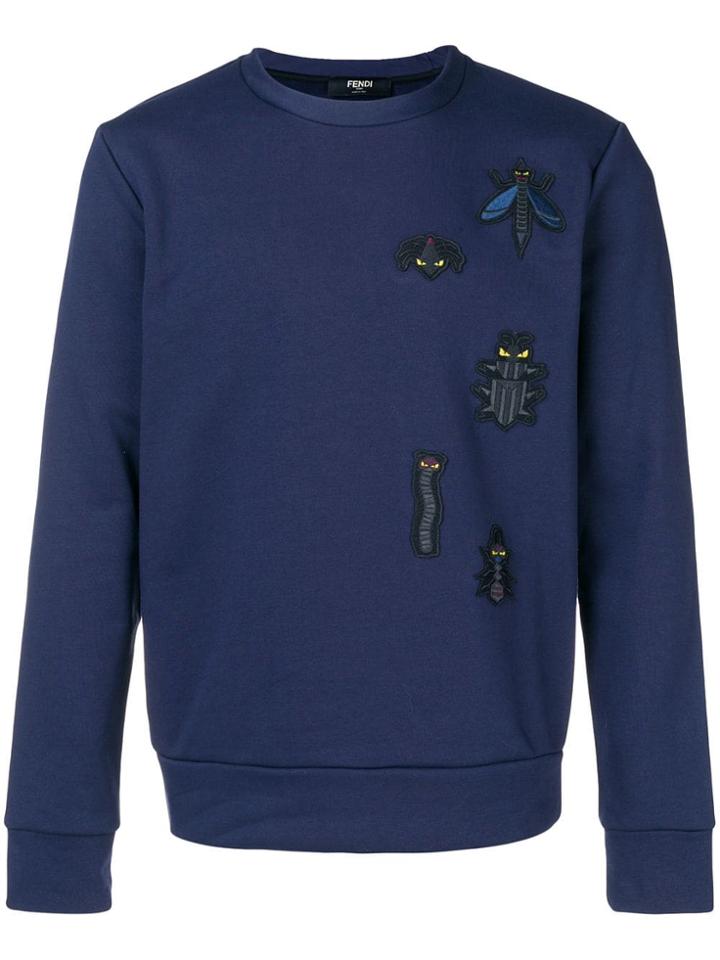 Fendi Insect Patch Motif Sweatshirt - Blue
