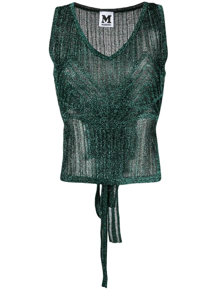 M Missoni Metallic-knit Top - Green