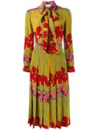 Gucci Floral Print Dress, Women's, Size: 38, Yellow/orange, Silk