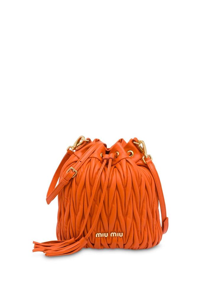 Miu Miu Matelassé Bucket Bag - Orange