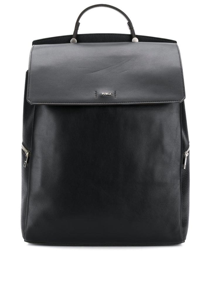Furla Leather Zip Detail Backpack - Black