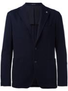 Tagliatore Waffle Texture Blazer, Men's, Size: 54, Blue, Cotton/cupro