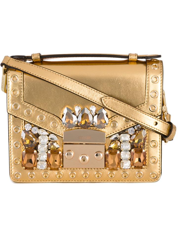 Gedebe Crystal Embellished Clutch - Metallic