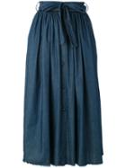 Jucca - Belted Pleated Skirt - Women - Cotton - 44, Blue, Cotton