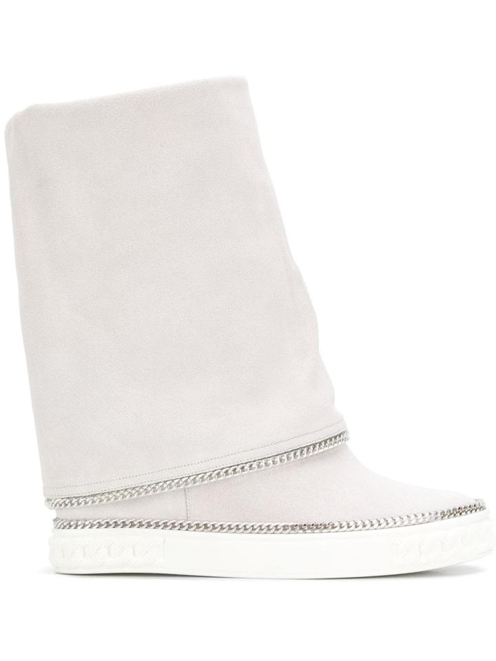 Casadei Chain Trimmed Wedge Boots - White