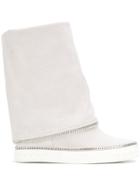 Casadei Chain Trimmed Wedge Boots - White