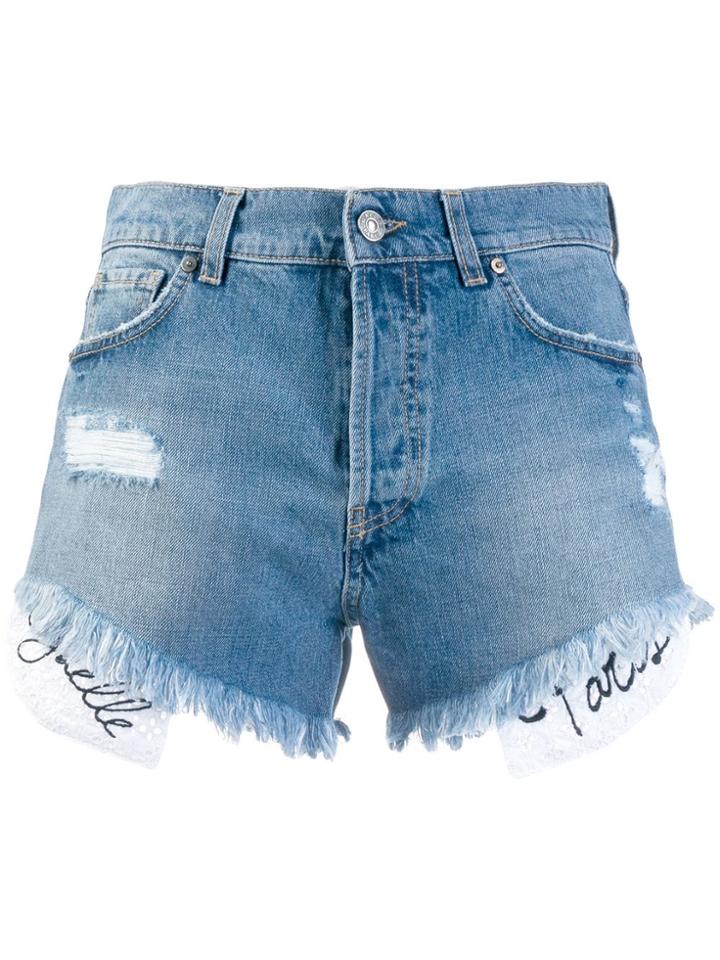 Gaelle Bonheur Distressed Denim Shorts - Blue
