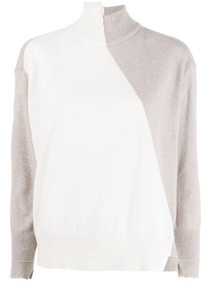 Lorena Antoniazzi Turtleneck Two Tone Sweater - White